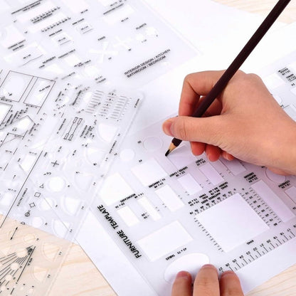 Architectural Drafting Tools: 3-Piece Ruler Set for House Plans, Furniture, Kitchen & Interior Design