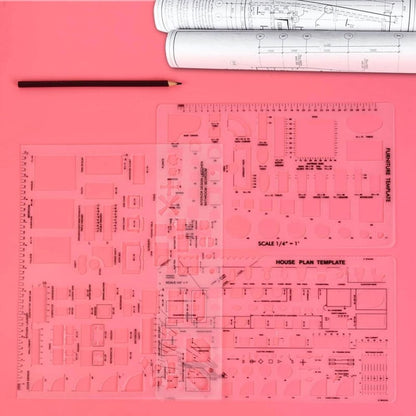 Architectural Drafting Tools: 3-Piece Ruler Set for House Plans, Furniture, Kitchen & Interior Design