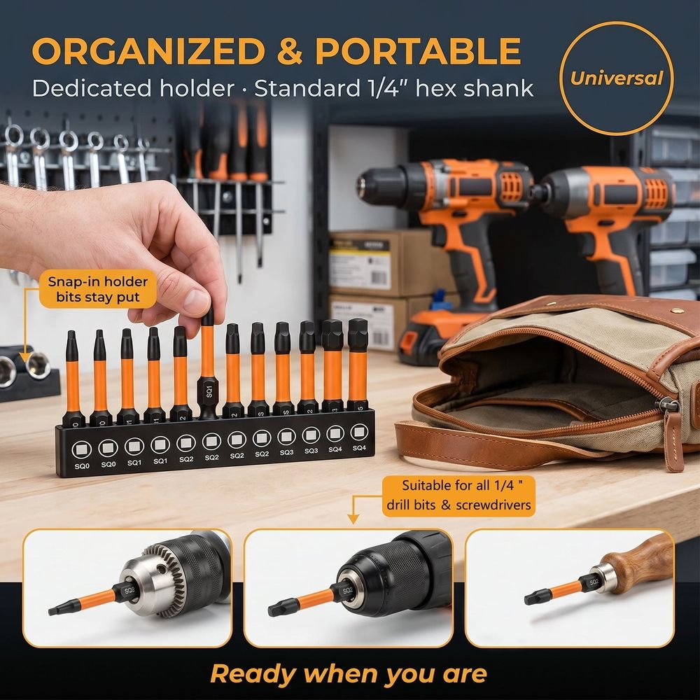 12-Pack S2 Alloy Steel Screwdriver Bit Set – Durable & Rust-Resistant, Universal Compatibility with Cordless Drills, Impact Drivers & Manual Screwdrivers