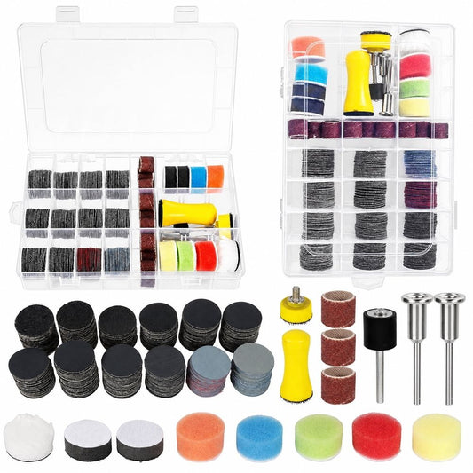 268-Pack Wet-Dry Sanding Disc & Drum Set with Sponge Polishing Pad – Precision Finishing, Ideal for Sanding & Polishing