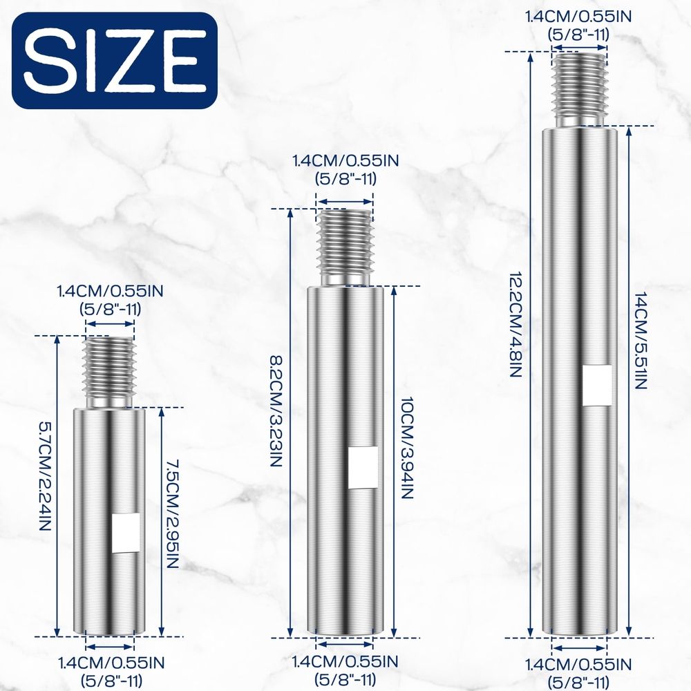 3Pcs Angle Grinder Extension,3/4/5.5in M14 Angle Grinder Extension Shaft Aluminium Alloy Rotary Angle Grinder Lengthen Connecting Rod for Polisher Grinding Machine