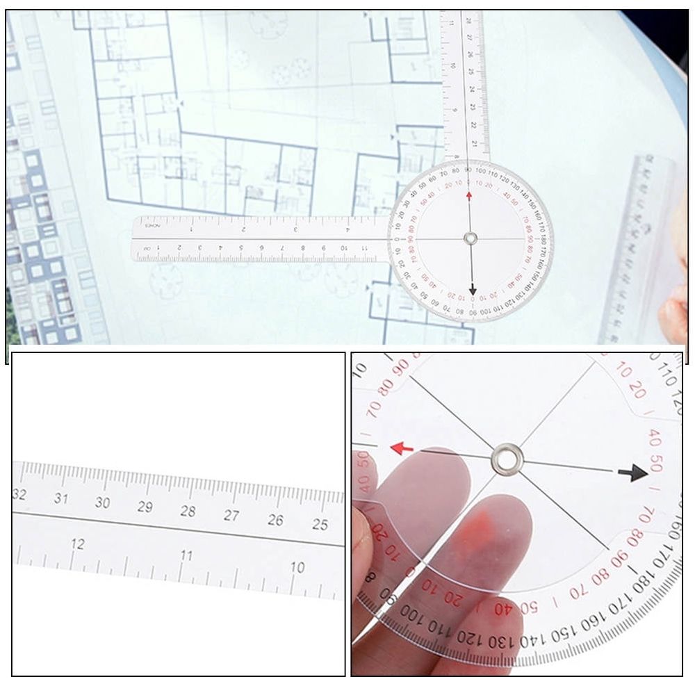 4-Pack Clear Plastic Folding Angle Ruler Goniometer Tool for Portable and Accurate Measurement