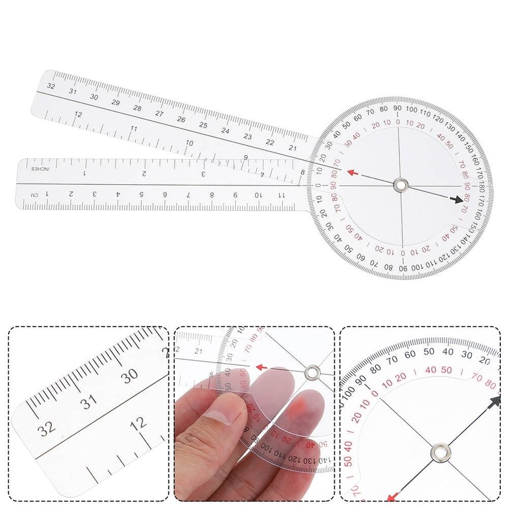 4-Pack Clear Plastic Folding Angle Ruler Goniometer Tool for Portable and Accurate Measurement