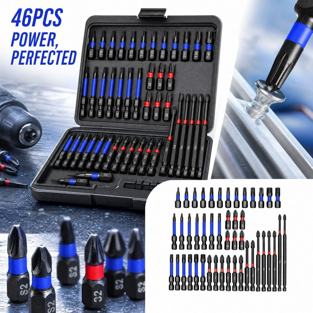 46-Piece Star Screwdriver Bit Set with Hole Security Precision Machined Bits with Storage Box Hardened Stainless Steel for Electric Screwdrivers
