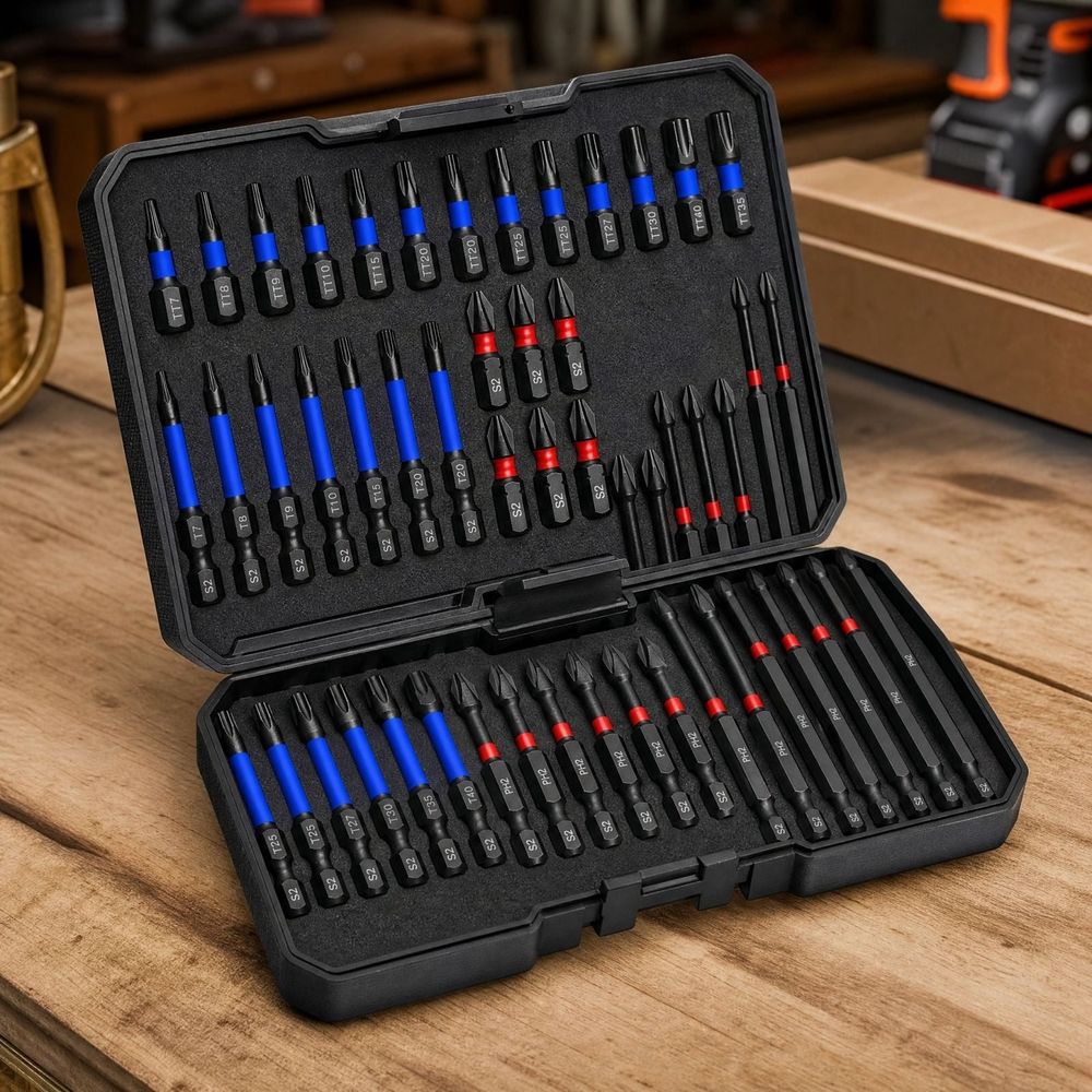 46-Piece Star Screwdriver Bit Set with Hole Security Precision Machined Bits with Storage Box Hardened Stainless Steel for Electric Screwdrivers