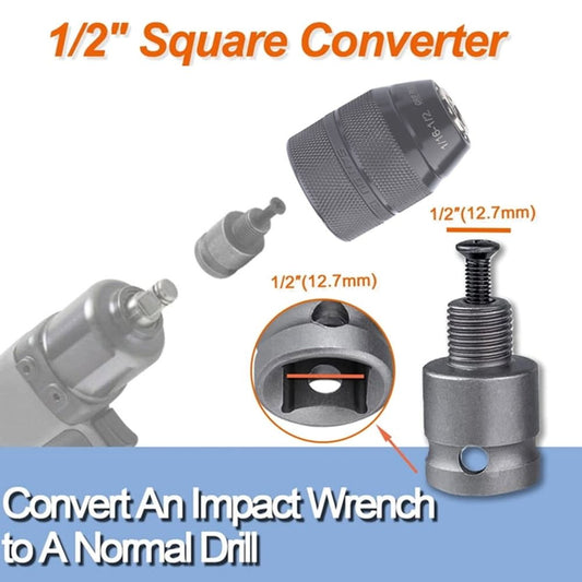 1/2' Drill Chuck Converter- for Impact Wrench / Driver / Rotary Hammer to Normal Drill 1/2-20UNF All metal Clamp 2-13mm