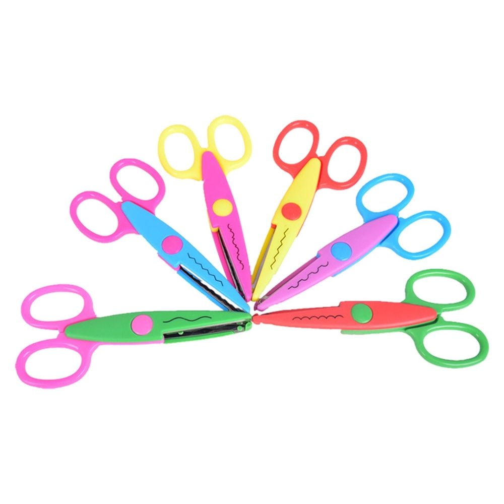 6 Pcs Decorative Edge Scissors, Plastic Design Safety Art Scissors, Creative Crafts Scissors Paper Scrapbooking Decorative Wave Lace Edge Cutters