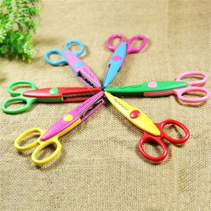 6 Pcs Decorative Edge Scissors, Plastic Design Safety Art Scissors, Creative Crafts Scissors Paper Scrapbooking Decorative Wave Lace Edge Cutters