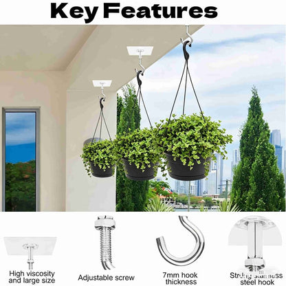 5 Pack Ceiling Hooks Adhesive, Ceiling Hooks Heavy Duty for Hanging Plants, Holds Up to 30lbs, No Drill Ceiling Hooks for Lights, Lanterns,Wind Chimes,Christams Wreath Socks