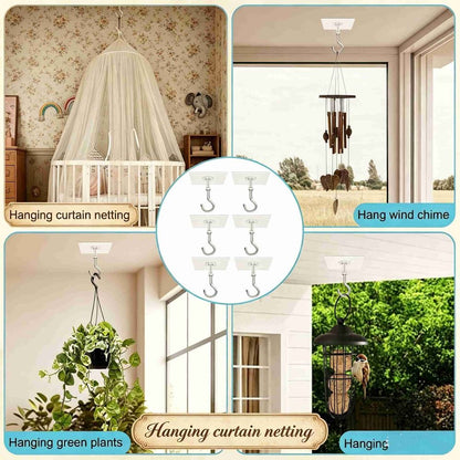 5 Pack Ceiling Hooks Adhesive, Ceiling Hooks Heavy Duty for Hanging Plants, Holds Up to 30lbs, No Drill Ceiling Hooks for Lights, Lanterns,Wind Chimes,Christams Wreath Socks