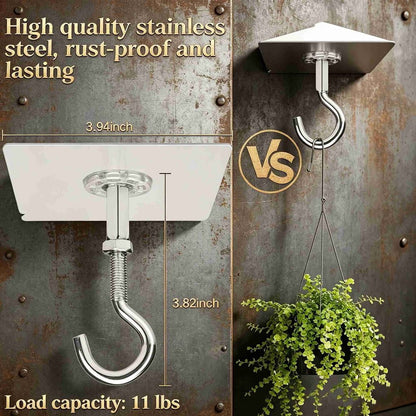 5 Pack Ceiling Hooks Adhesive, Ceiling Hooks Heavy Duty for Hanging Plants, Holds Up to 30lbs, No Drill Ceiling Hooks for Lights, Lanterns,Wind Chimes,Christams Wreath Socks