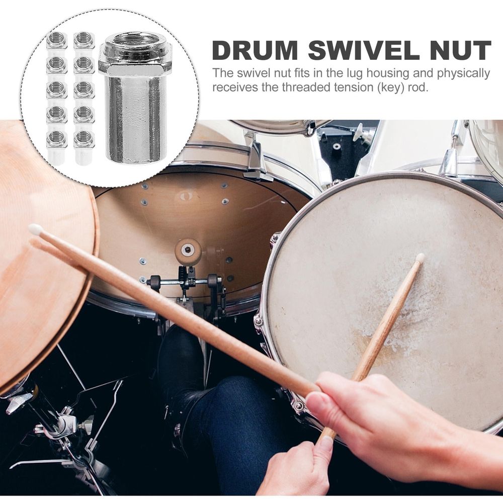 Iron Drum Swivel Nuts Plated Silver Lug Replacement Part Dirt Resistant 20Pcs