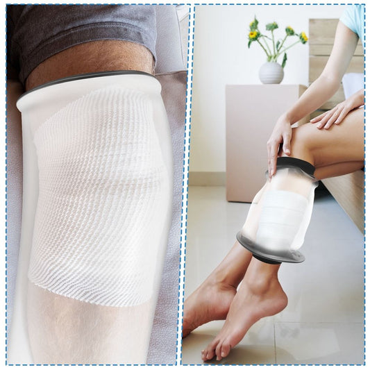 2PCS Waterproof Shower Knee Protector, Reusable and Long Lasting Cast Protector for Showering Burn Abrasion Cut