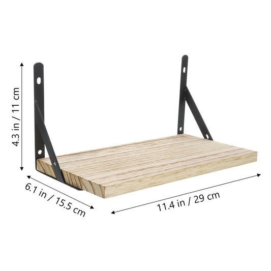 Khaki Triangular Floating Shelf Metal and Wood Storage Solution for Wall Mount