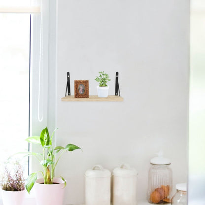 Khaki Triangular Floating Shelf Metal and Wood Storage Solution for Wall Mount
