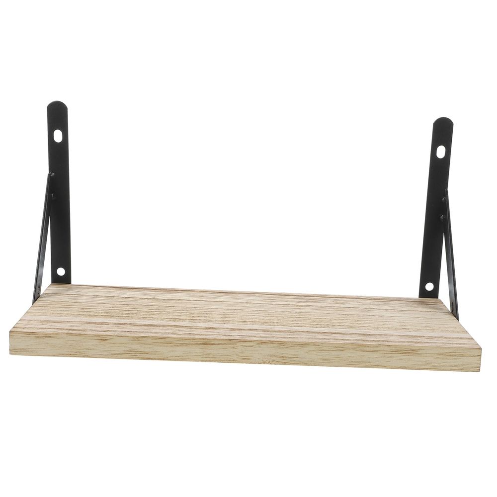 Khaki Triangular Floating Shelf Metal and Wood Storage Solution for Wall Mount