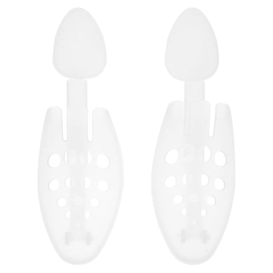 2Pcs Adjustable White Plastic Shoe Stretcher and Crease Protector for Travel and Daily Use