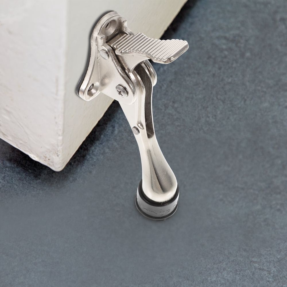 Heavy Duty Door Stopper Holders Keep Open Bottom Child Silver