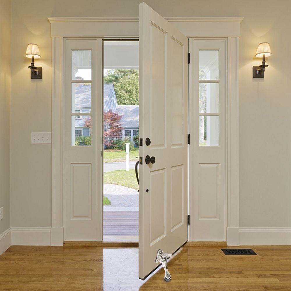 Heavy Duty Door Stopper Holders Keep Open Bottom Child Silver