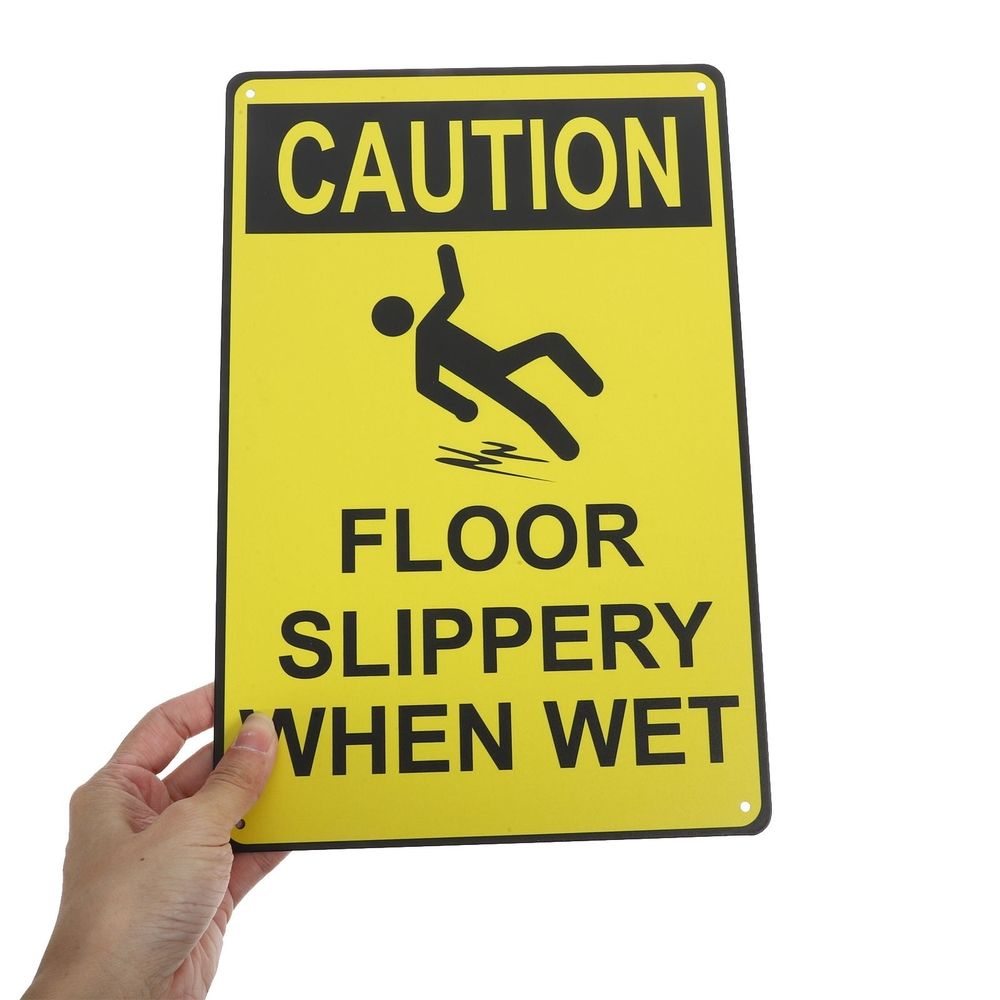 High Visibility Yellow Caution Sign for Outdoor Slippery Floors