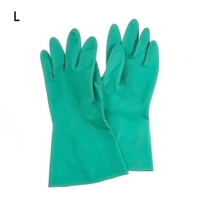 Pair of Nitrile Chemical Protective Gloves Cleaning Washing Painting Use Size XL Green