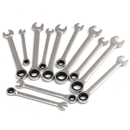 Dual Fixed Head Ratchet Wrench Chrome Vanadium Steel Repair Machine Auto Tool Silver 13MM