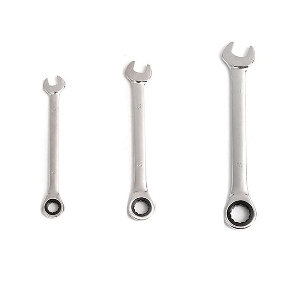 Dual Fixed Head Ratchet Wrench Chrome Vanadium Steel Repair Machine Auto Tool Silver 13MM