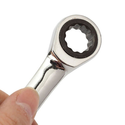 Dual Fixed Head Ratchet Wrench Chrome Vanadium Steel Repair Machine Auto Tool Silver 13MM