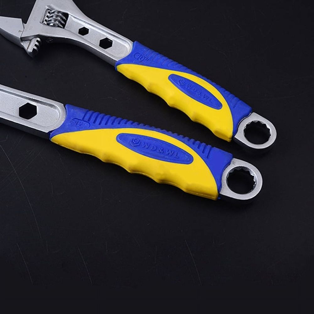 Adjustable Wrench, 6"-12" Anti-Slip Handle Chrome Vanadium Steel Wrench