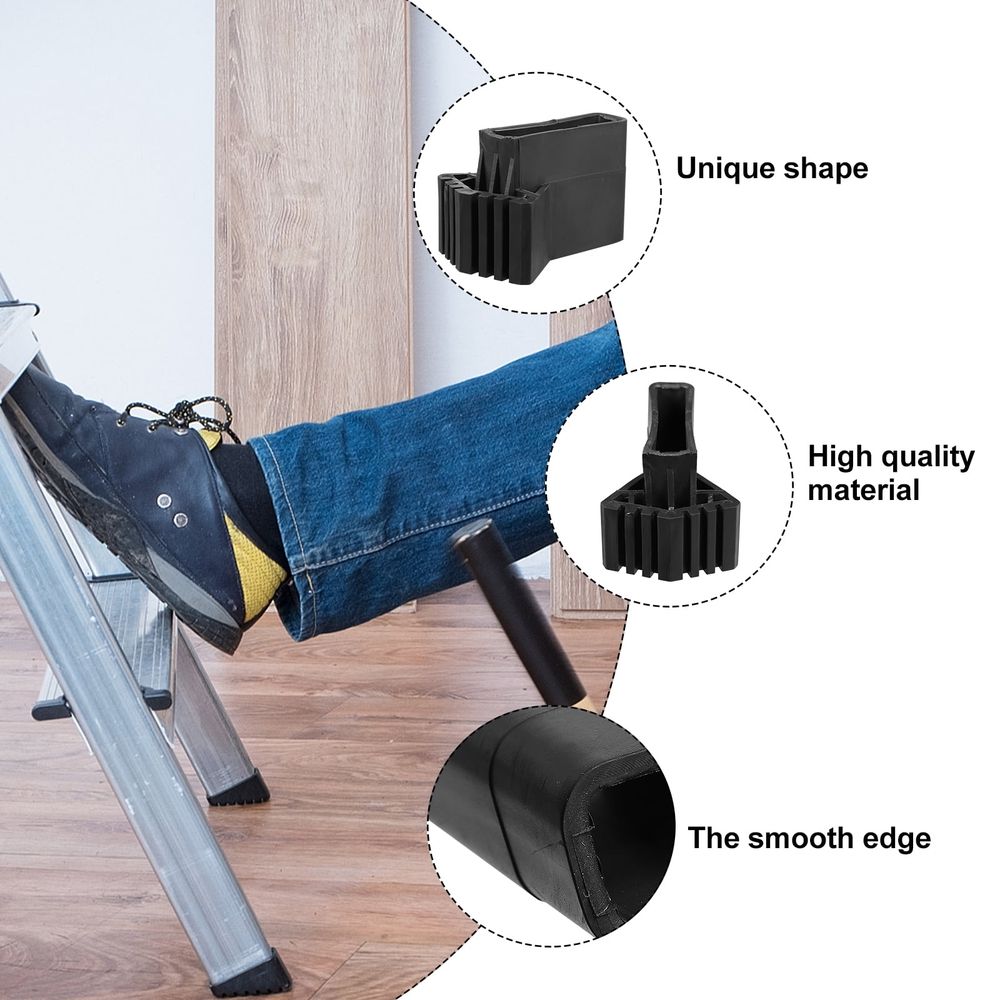 4-Pack Ladder Foot Covers with Deep , Non- Rubber Pads for Safe Ladder Use, Black