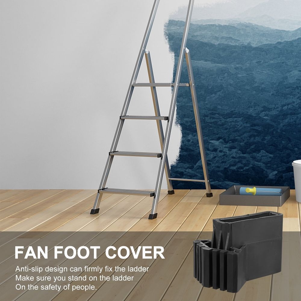4-Pack Ladder Foot Covers with Deep , Non- Rubber Pads for Safe Ladder Use, Black
