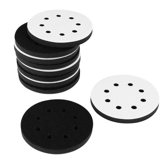 10 Pack 5 Inch 8-Hole Hook and Loop Sponge Cushions, Soft Density Buffer Backing Pads