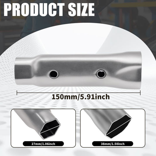 27mm Galvanized Carbon Steel RV Water Heater Wrench, Auxiliary Water Heater Hex Socket, Compact Anode Rod Hex Wrench for RV Camper Travel Trailer Motorhome