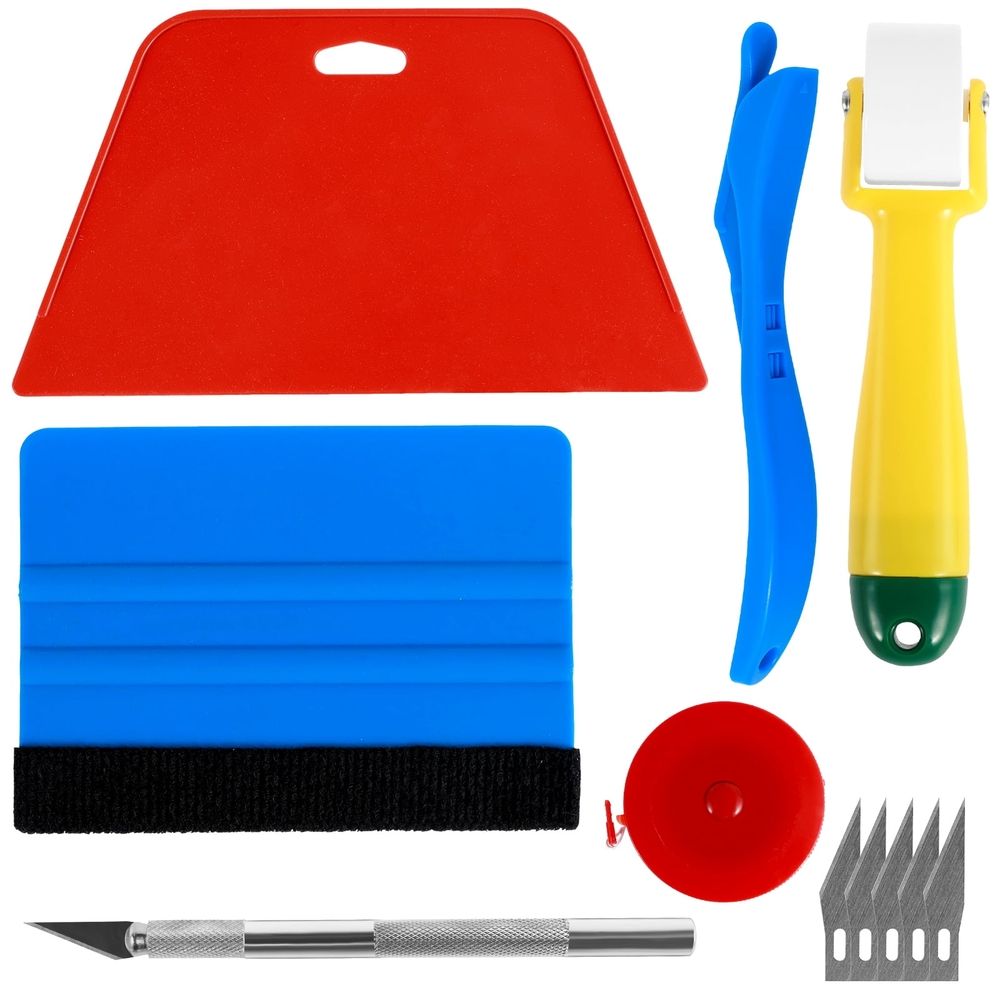 11 Piece Wallpaper Smoothing Tool Kit for Peel and Stick Wallpaper, Felt Edge Squeegee, Seam Roller, Craft Knife with Replacement Blades