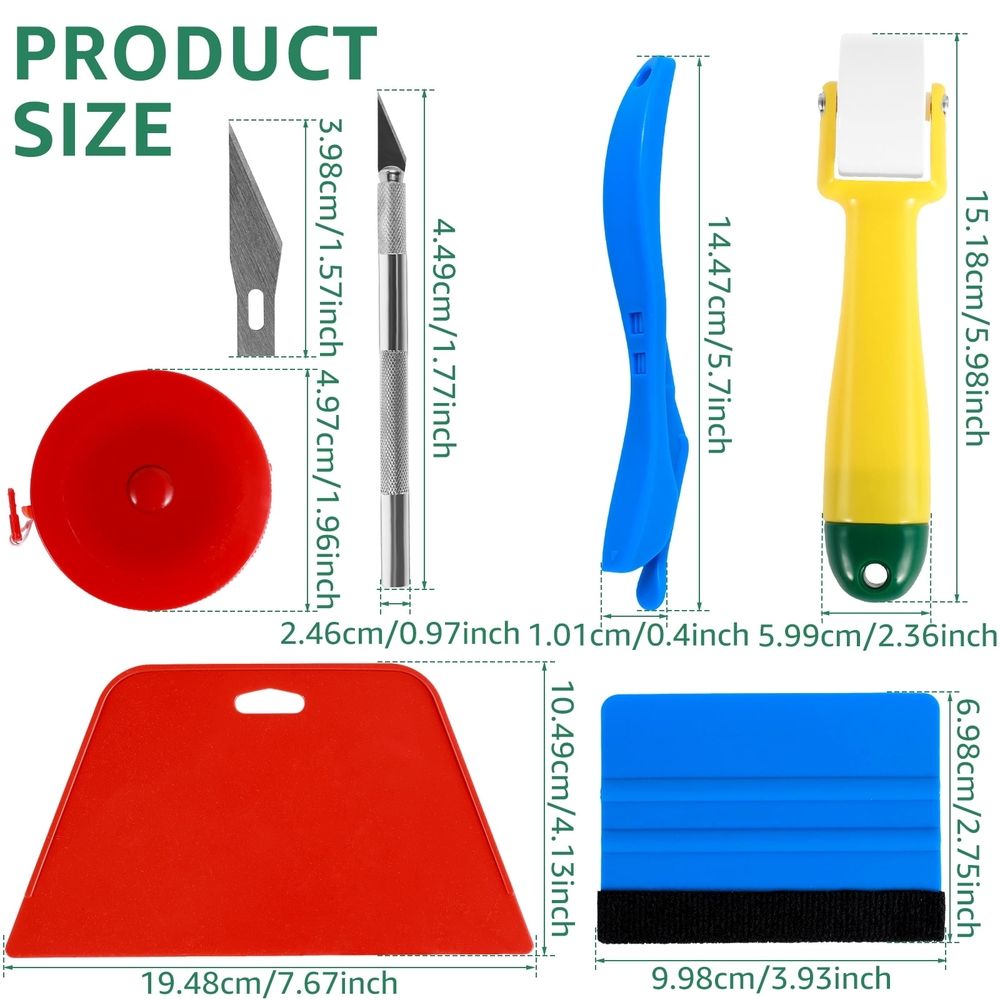 11 Piece Wallpaper Smoothing Tool Kit for Peel and Stick Wallpaper, Felt Edge Squeegee, Seam Roller, Craft Knife with Replacement Blades