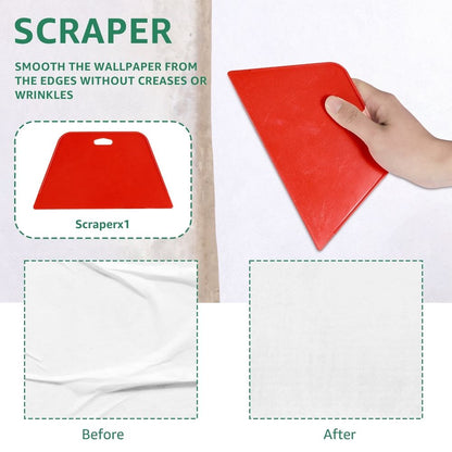 11 Piece Wallpaper Smoothing Tool Kit for Peel and Stick Wallpaper, Felt Edge Squeegee, Seam Roller, Craft Knife with Replacement Blades
