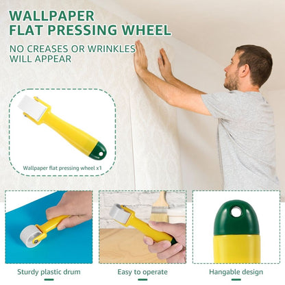 11 Piece Wallpaper Smoothing Tool Kit for Peel and Stick Wallpaper, Felt Edge Squeegee, Seam Roller, Craft Knife with Replacement Blades