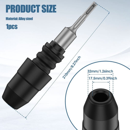 SDS Plus to SDS Max Adapter, Alloy Steel Rotary Hammer Drill Chuck Adapter, Drill Quick Change Converter for Building Construction Road Maintenance