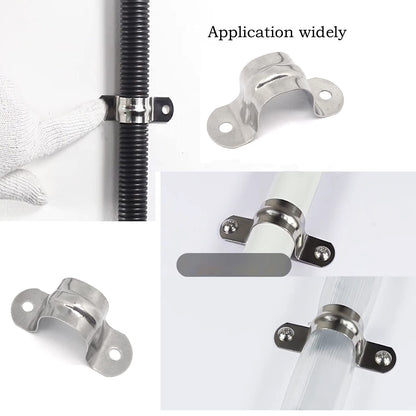 5Pcs Rigid Pipe Strap,Stainless Steel 2 Holes Cable U Bracket Pipe Clamp for Fixing Pipe or Cable 25MM