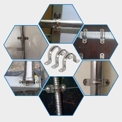 5Pcs Rigid Pipe Strap,Stainless Steel 2 Holes Cable U Bracket Pipe Clamp for Fixing Pipe or Cable 25MM