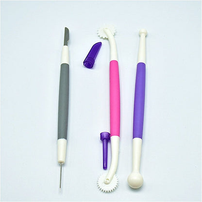 3-Piece Fondant and Gum Paste Tool Set - It Includes a Standard Ball Tool, Quilting/Stitching Tool and Cutting Blade/Pick Tool