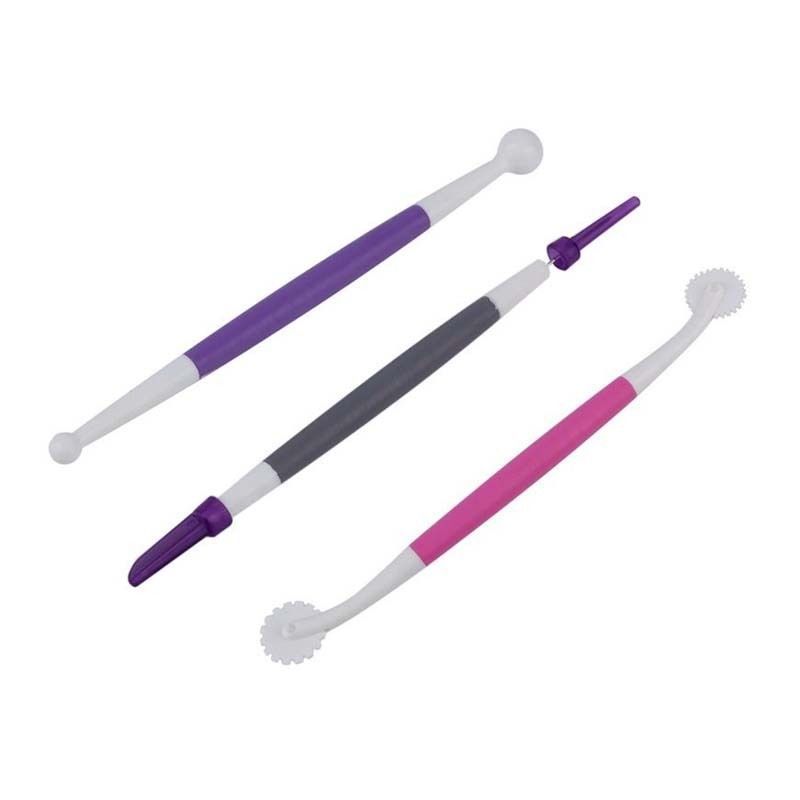 3-Piece Fondant and Gum Paste Tool Set - It Includes a Standard Ball Tool, Quilting/Stitching Tool and Cutting Blade/Pick Tool