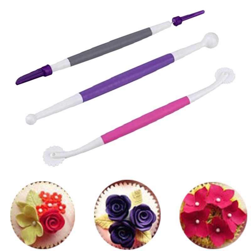 3-Piece Fondant and Gum Paste Tool Set - It Includes a Standard Ball Tool, Quilting/Stitching Tool and Cutting Blade/Pick Tool