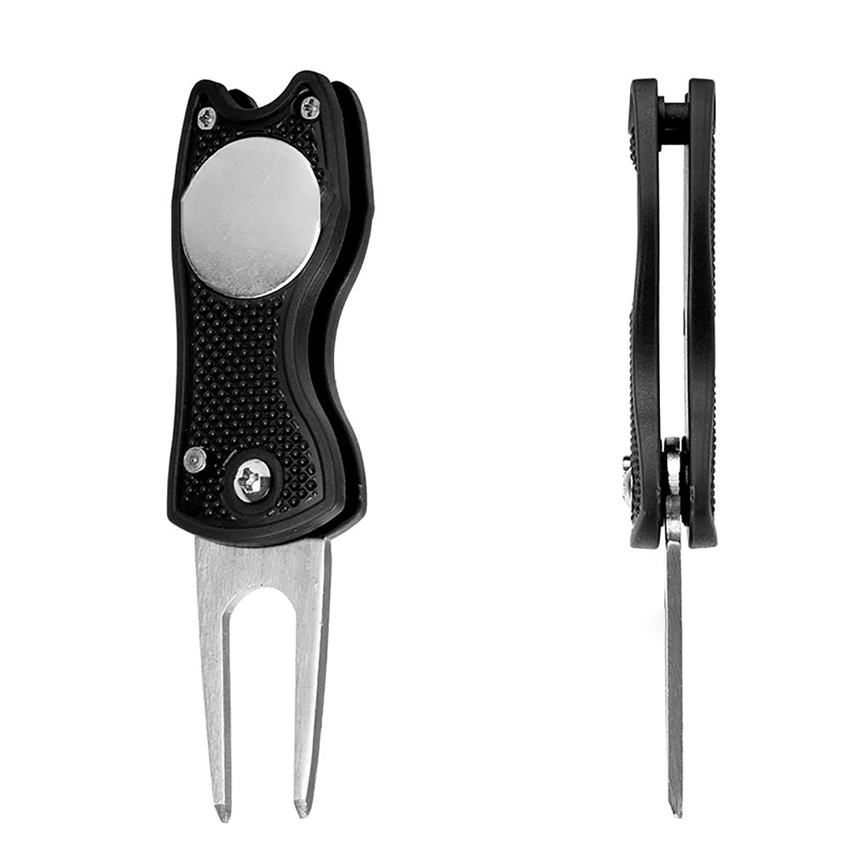 Golf Divot Repair Tool, Foldable Pop-up Button Stainless Steel Switchblade & Detachable Golf Ball Marker