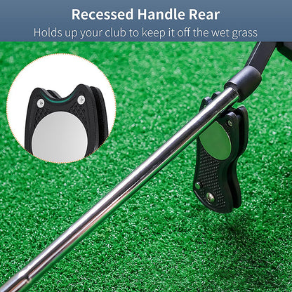 Golf Divot Repair Tool, Foldable Pop-up Button Stainless Steel Switchblade & Detachable Golf Ball Marker