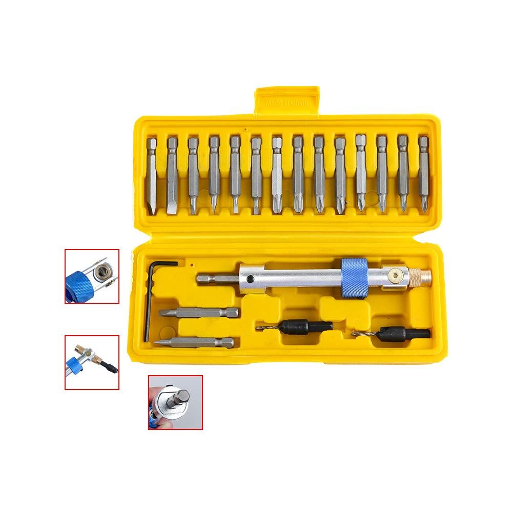 20Pcs/set Half Time Drill Driver Swivel Multi Screwdriver Bit Sets 16 Different Kinds Head with Countersink Bits Allen Wrench