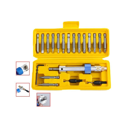 20Pcs/set Half Time Drill Driver Swivel Multi Screwdriver Bit Sets 16 Different Kinds Head with Countersink Bits Allen Wrench