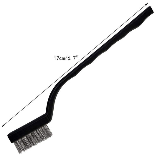 3 Pcs Mini Stainless Steel Wire Brush Set for Cleaning Welding Slag Rust, Wire Bristle Scratch Brush Set, Curved Handle Brushes