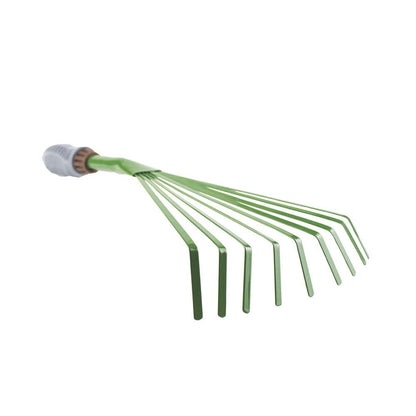 Mini Garden Rake 15.4 Inch 9 Root Iron Hand Fan Leaf Rake Handle Heavy Duty Handheld Claw Rake for Garden Patio Backyard,Sweep