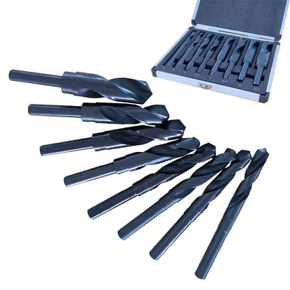 8-Piece Premium  Shank Silver and Deming Large Drill Bit Set in Aluminum Carry Case， mild steel, stainless steel